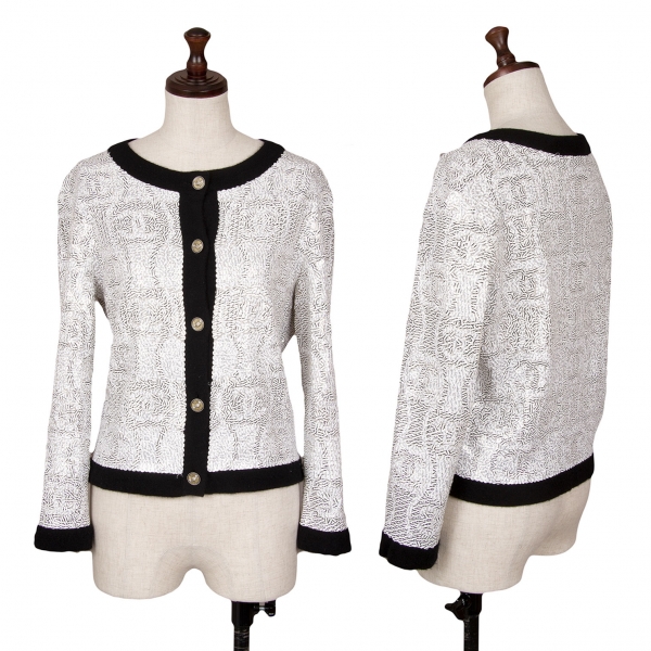 black and white chanel cardigan