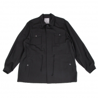 Yohji Yamamoto POUR HOMME Wool Gabardine Zip Jacket Black M