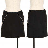  DOLCE & GABBANA Leopard Lining Zip Pocket Wool Skirt Black 36