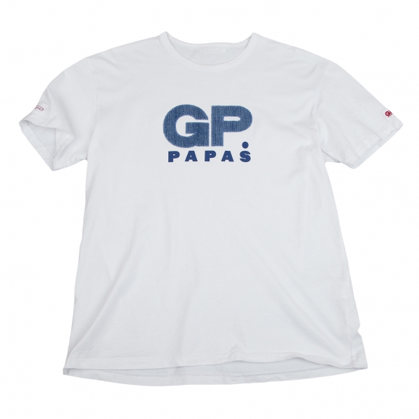 パパスPapas デニムGPパッチTシャツ 白48M