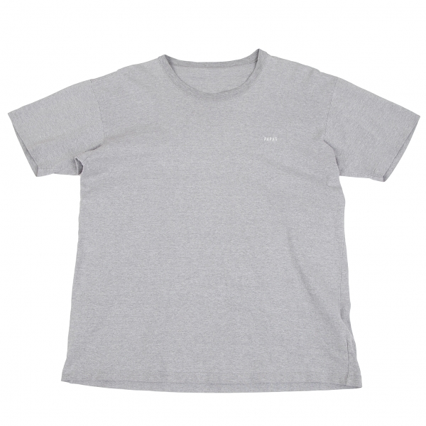 パパスPapas ワンポイント刺繍Tシャツ 杢グレーS