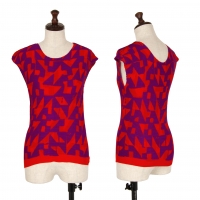  ISSEY MIYAKE me Geometric Printed Sleeveless Shirt Red,Purple F