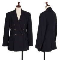  Jean-Paul GAULTIER CLASSIQUE Pleated Design Double Breasted Jacket Navy 40