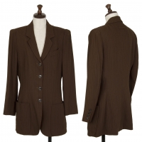  Jean Paul GAULTIER CLASSIQUE Striped Jacket & Skirt Brown 42, 40