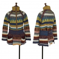  Jean Paul GAULTIER FEMME Flap Belt Zip Up Knit Sweater (Jumper) Multi-Color 40