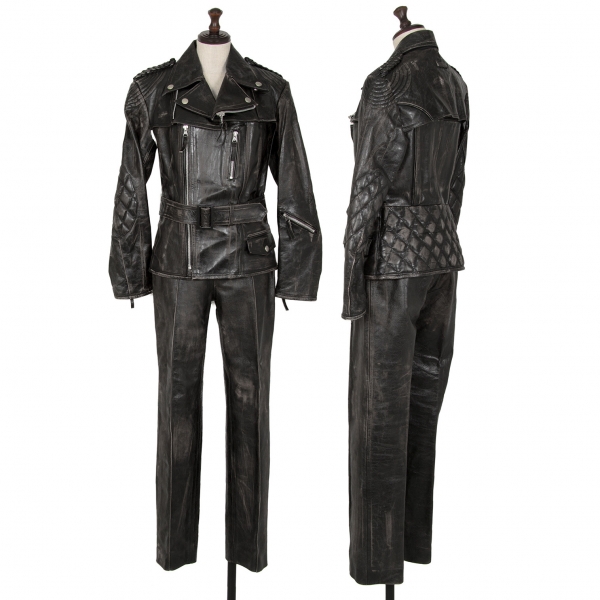 Jean-Paul GAULTIER FEMME Leather Corset & Jacket & Pants Black 40