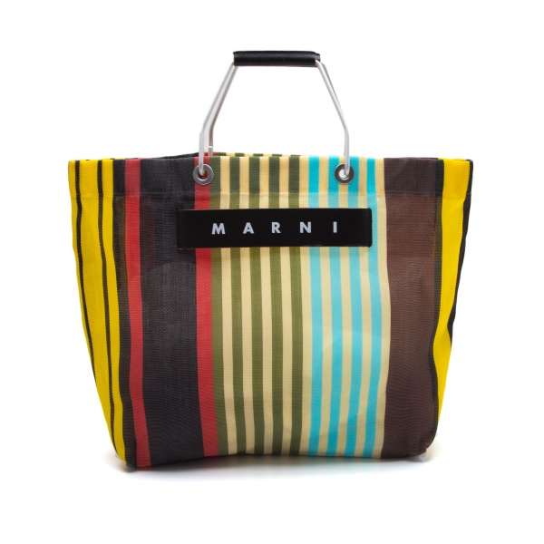 Marni Market Striped Wool Tote Bag In Multicolour