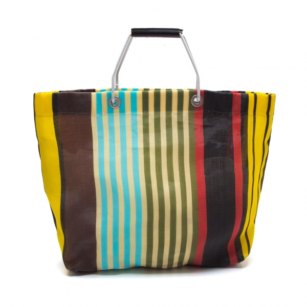 Marni Market Striped Wool Tote Bag In Multicolour