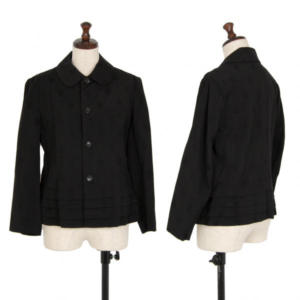 トリココムデギャルソンtricot COMME des GARCONS ウールシャドードット裾フリルジャケット 黒S