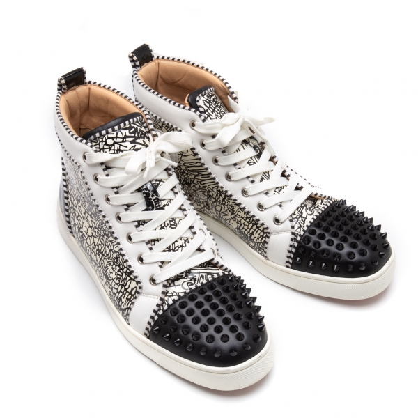 Christian Louboutin Lou Spikes High Sneakers (Trainers) White,Black 43(US  About 10)