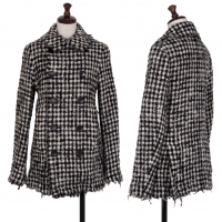  tricot COMME des GARCONS Fulling Wool Checked Peacoat Black,Ivory S