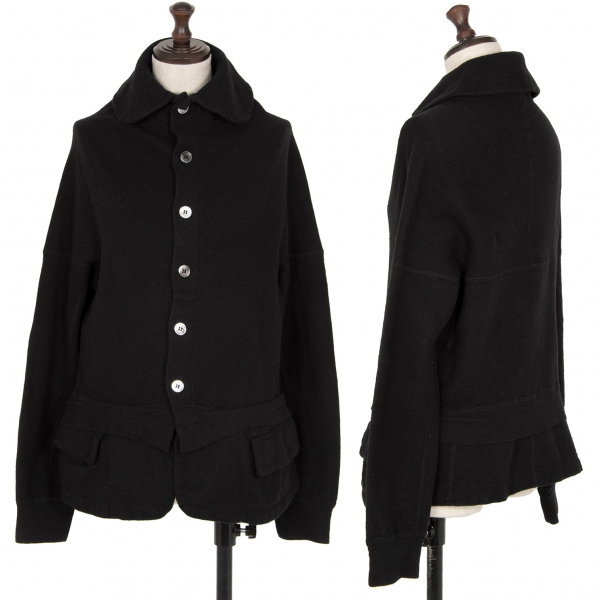 tricot COMME des GARCONS Wool Round Collar Knit Jacket Black S-M