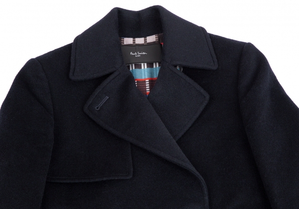 PAUL SMITH BLACK Cashmere Blended Double Coat Navy 38 | PLAYFUL