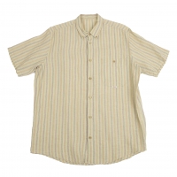  Papas Linen COtton Stripe Short Sleeve Shirt Beige 48M