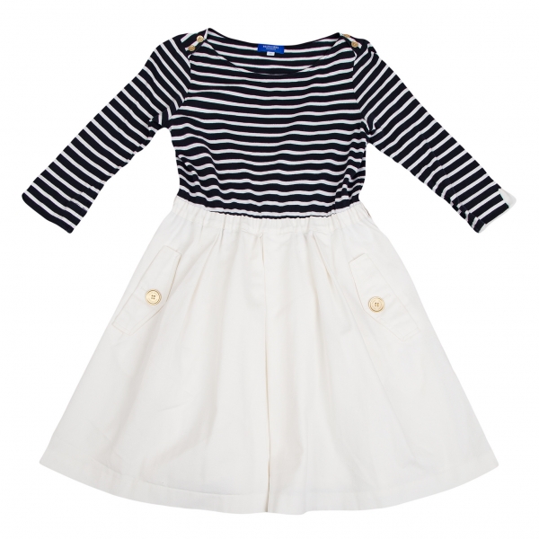BLUE LABEL CRESTBRIDGE Stripe T Shirt Switching Dress Navy,White 
