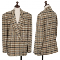  INGEBORG Wool Nylon Check Double Breasted Jacket Beige,Grey,Navy M-L