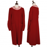  tricot COMME des GARCONS Dyed Bijou Decorative Wool Dress Red M