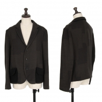  Y's Patchwork Woven Pocket Design Wool Jacket Black,Brown 1