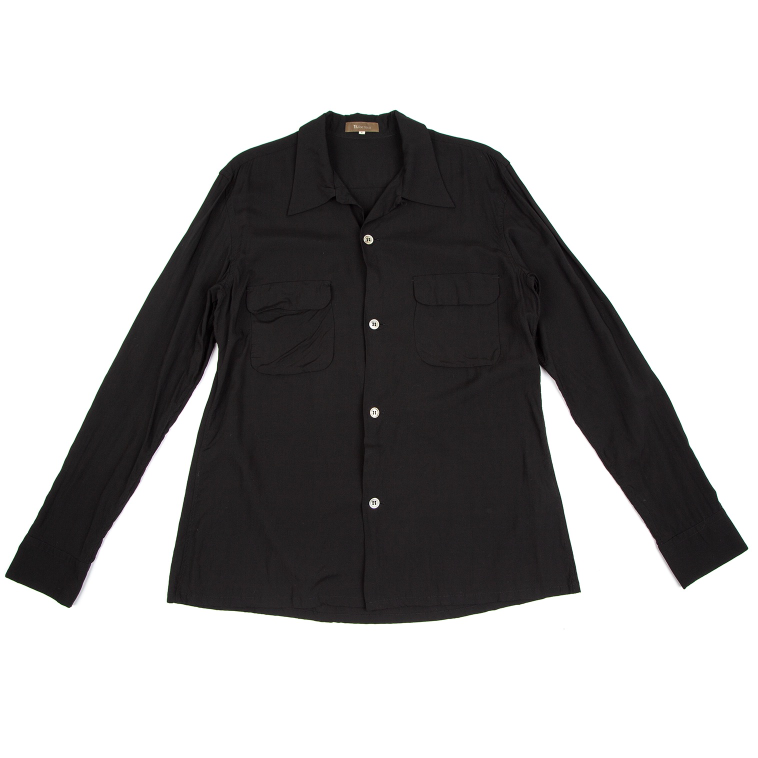 vintage Y's デザイン オープンカラー シャツ ブラック 黒