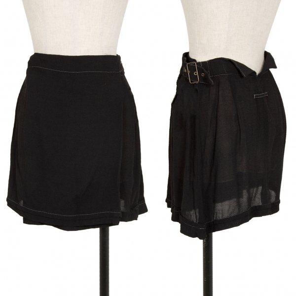 Jean Paul GAULTIER FEMME Rayon Wrap Mini Skirt Black 40 | PLAYFUL