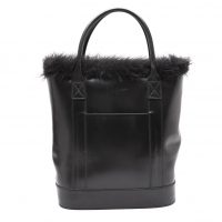  Yohji Yamamoto FEMME Synthetic Fur Inner Leather Tote Bag Black 