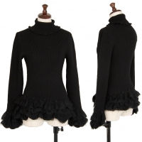  PINK HOUSE Frill Turtle neck Knit Sweater (Polo Neck Jumper) Black M