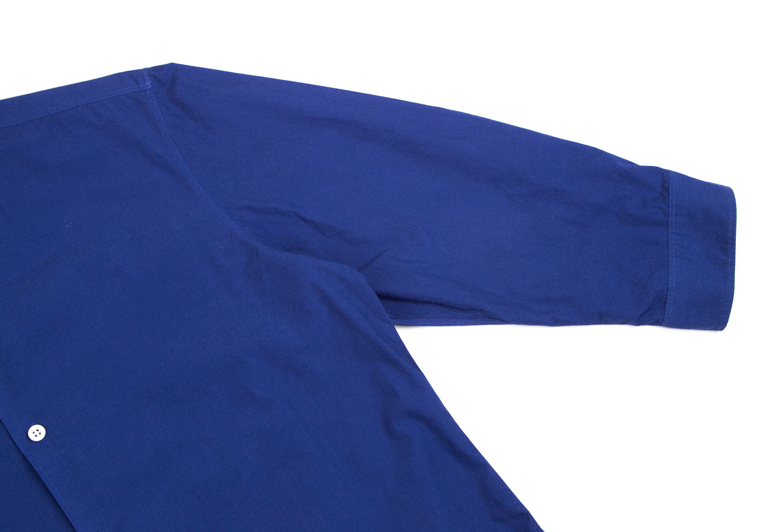エディフィスEDIFICE 製品染めコットン七分袖シャツ 青46