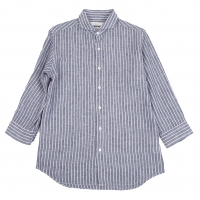  EDIFICE Herdmans Stripe Linen 3/4 Sleeves Shirt Navy M