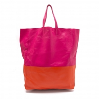  CELINE Bi-colored Leather Tote Bag Pink,Orange 