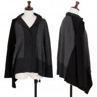  Y's Asymmetry Inside-out Design Knit Jacket Charcoal 2