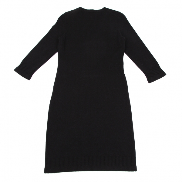 Chanel Black Cashmere Short-Sleeve Dress with Silver Logo Size FR 36 ( –  Sellier