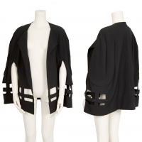  COMME des GARCONS Wool Hem Switching Poncho Jacket Black XS