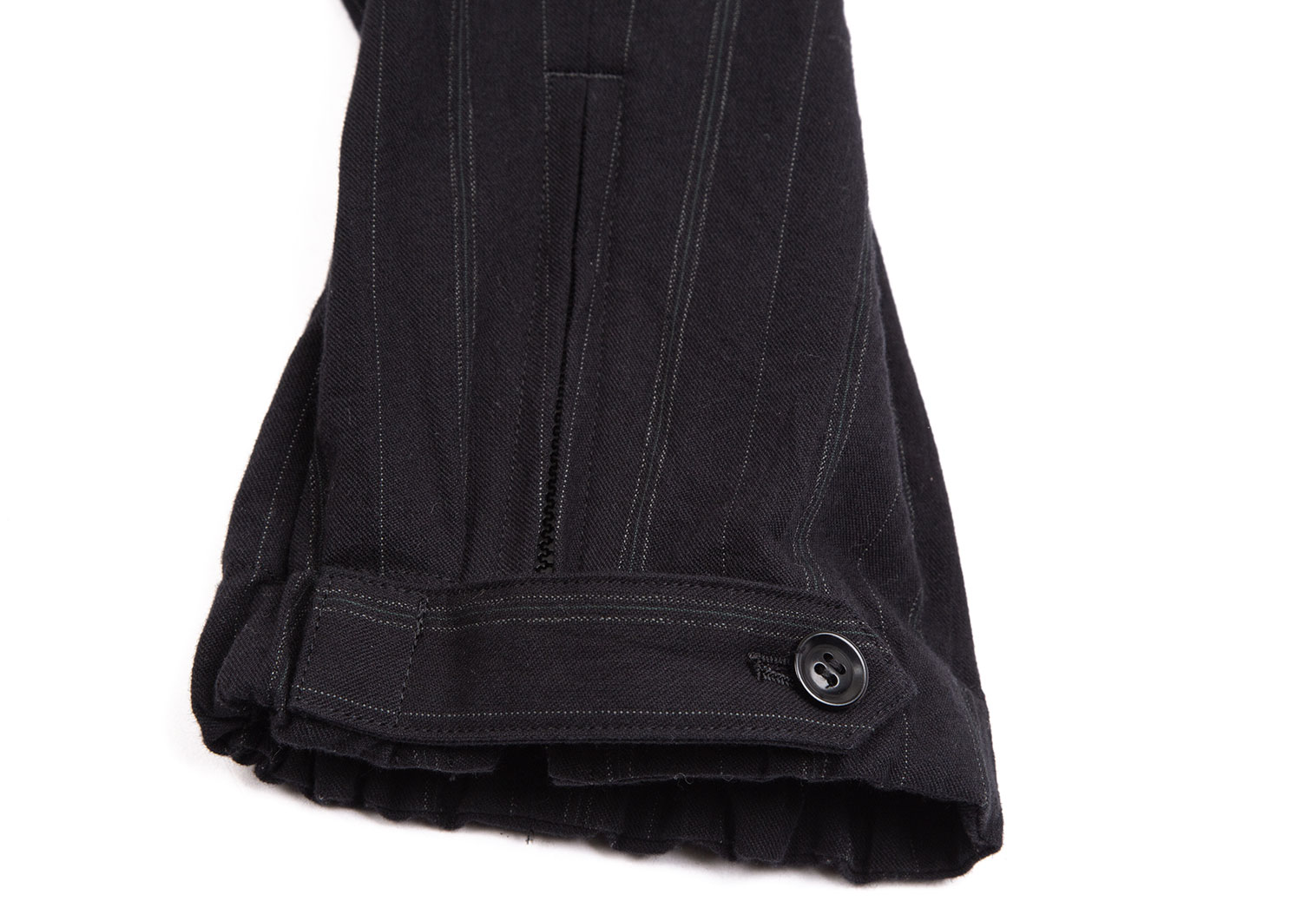 ワイズY's コットン裾ジップストライプパンツ 黒1