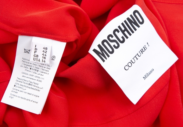 MOSCHINO COUTURE Bear Button Frill Sleeveless Shirt Red 48