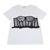  Alexander McQUEEN Mesh Corset Printed T Shirt White 48