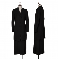  Yohji Yamamoto FEMME Wool Gaba Long Jacket & Skirt Black S M