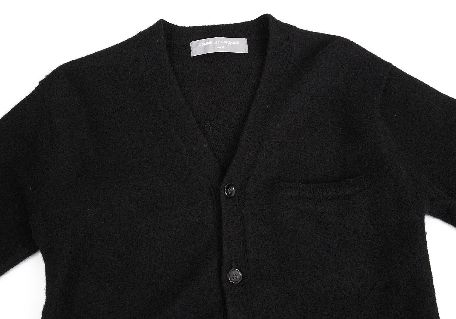 トリコ コムデギャルソン カーディガン　シャツ ジャケット　丸襟　縮絨ウール　黒