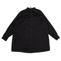  Y's for men York Switching Striped Long Sleeve Shirt Black S-M