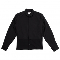  Yohji Yamamoto POUR HOMME Rib Knit Switching Long Sleeve Shirt Black S-M