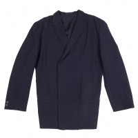  Yohji Yamamoto POUR HOMME Wool Cotton Front Fly Jacket Navy M