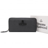  Vivienne Westwood ANNIE Orb Round Zipper Wallet Black 