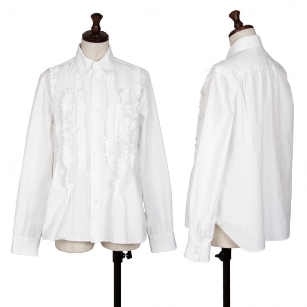 トリココムデギャルソンtricot COMME des GARCONS フロントフリルペーストシャツ 白M