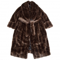  Jean-Paul GAULTIER HOMME Synthetic Fur Gown Coat Brown 48