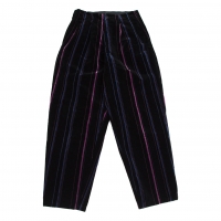  Yohji Yamamoto POUR HOMME Velor Stripe Tapered Pants (Trousers) Black S