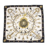  HERMES Carres 90 les cles key Scarf White 