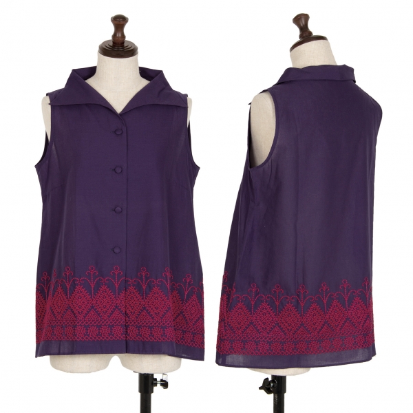 ジジリgigli 裾刺繍ノースリーブブラウス 紫38