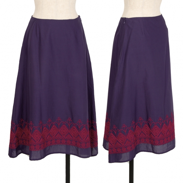 ジジリgigli 裾刺繍フレアスカート 紫36