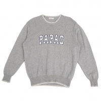  Papas Cotton Lettering Knit Sweater (Jumper) Grey S-M