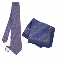  Christian Dior MONSIEUR Tie & Handkerchief Blue 
