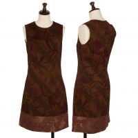  KENZO Botanical Printed Sleeveless Dress (Jumper) Brown 36